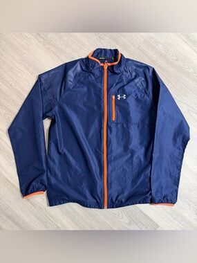 Under Armour Navy Blue Running Jacket with Orange Trim